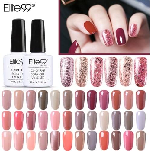 Elite99 Rose Gold Gel Polish 10ml Nude Glitter Nail Polish Holographic Rose Gold Sequins Nail Gel Soak Off Nail Art UV Gel
