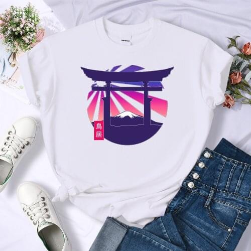 Japan Torii Gate Fuji Style Printed Women T-Shirt Fashion Casual Tshirt Simplicity Tee Clothes Breathable Loose Summer T-Shirt