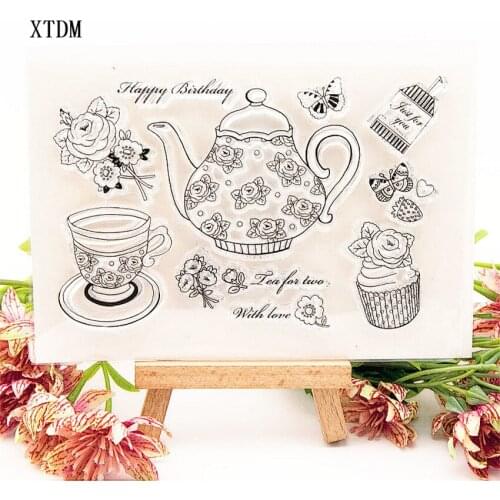 Hot sale teapot Transparent Clear Stamps / Silicone Seals Roller Stamp for DIY scrapbooking photo album/Card Making