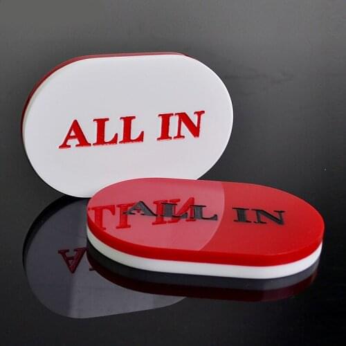 JIESITE Acrylic ALL IN Button Texas Hold'em Poker Chip White and Red Black Jack Coins Casino Accessories High Quality