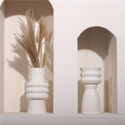 Nordic Ins Ceramics Vase Home Ornaments White Vegetarian Flower Pot Vases Tabletop Vase Decoration For Home Interior Room Decor