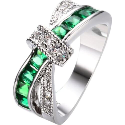 New 925 Sterling Silver Ring Zircon Inlaid Green Ring For Woman Charm Jewelry Gif