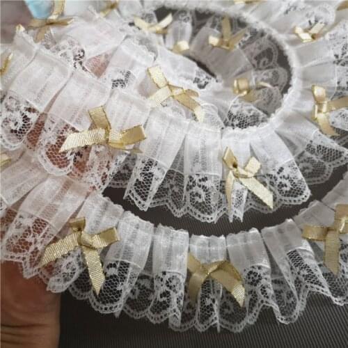 1 Meter Gold Flower Ruffled Lace Trim Exquisite Lace For Bridal Garter, Wedding Dress, Garment Accessories