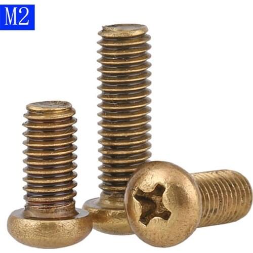 M2 x 0.4 ( 2mm ) Solid Brass Phillips Round Pan Head Machine Screws DIN 7985 A GB 818 bolts