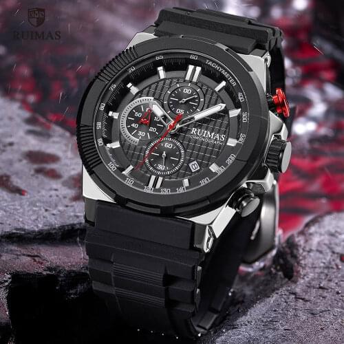 RUIMAS Mens Sports Watches Luxury Top Brand Waterproof Wristwatch Man Silicone Strap Military Casual Watch Relogio Reloj 583