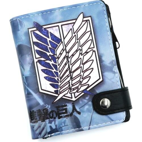 Attack on Titan Soft Button Wallet Anime Wings of Liberty Zipper Coin Card Purse Type B