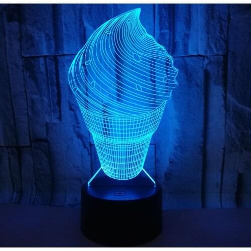 New Ice Cream Colorful 3d Night Light Novelty Luminaria Led Usb Led Kids Lamp Power Bank Wireless 3d Light Fixtures