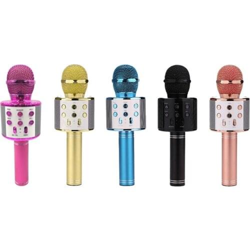 VKTECH Portable Bluetooth Karaoke Microphone LED Studio Record Wireless Bluetooth Mic Speaker for Music Playing Karaoke Singing