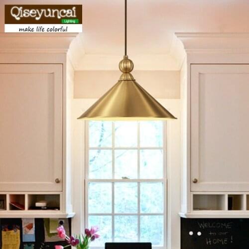 Qiseyuncai 2048 American Restaurant Full Copper Chandelier Single Head Simple Creative Entrance Aisle Bar Table Lamps