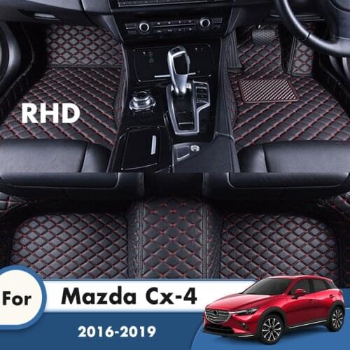RHD Custom Car Floor Mats For Mazda Cx-4 2019 2018 2017 2016 Leather Car Interior Accessories Carpets Styling Foot Pads Covers