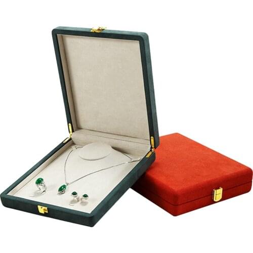 Microfiber Casket for Jewelry Set Box for Wedding Packaging Ring Necklace Earring Jewellery Gift Organizers Case 20x23x5cm