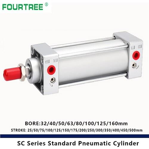 SC Series Standard Air Cylinder Pneumatic Parts 32/40/50/63/80mm Bore 25/ 75/100/125/150/175/200-500mm Stroke High Quality
