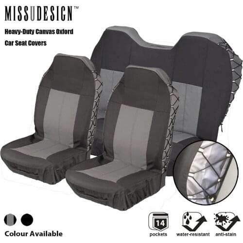 Heavy Duty Canvas Universal Full set Seat Protector Automobile Interior Accessories or Tyre Track Embossed Car Seat Cover