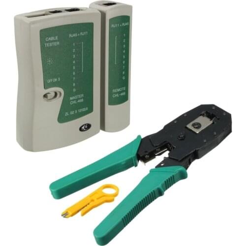 Utp Cable Tester AND Plier Crimp Crimper Plier With Plug Wire Stripper Clamp PC Networking Tool Portable LAN Network Tool Kit