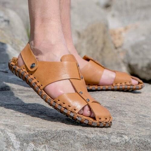 Transpirables slide mens sandalet big cuero 2020 ete zandalias sandale flip sandel sandal safety cuir slippers for rasteira man