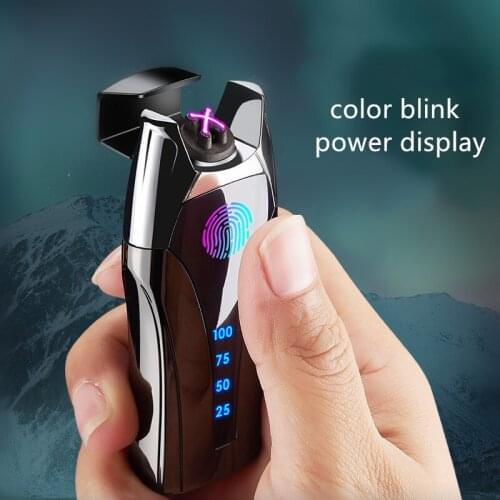 Fingerprint USB Recharge Smoking Electric Gift Metal Lighter for Boyfriend Father Girlfriend Gift for Christmas Electric Lighter