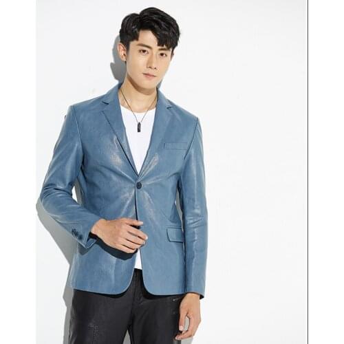 Spring plus size 5XL Mens Leather Jacket Short Leather Jackets Lapel suit jacket Male Motorcycle Leather Jacket Windbreaker Coat