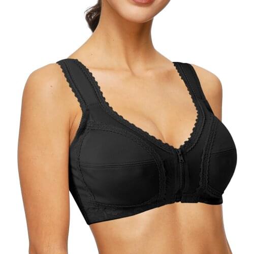 Yandw Women Bralette Wireless Front Closure Lace Back Drop Shipping Adjusted-Straps Unlined Full Cup Everyday Solid New Ladies