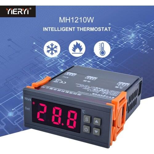 Yieryi MH1210W Digital Temperature Controller 90-250V 10A 220V Thermostat Regulator with Sensor -50~110C Heating Cooling Control