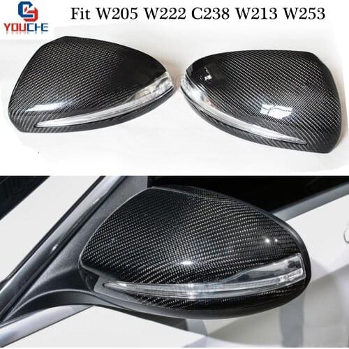 W205 Replacement Carbon Fiber Mirror Cover for Mercedes W205 W213 W222 C238 W253 2014 - present Replacement Mirror Caps LHD