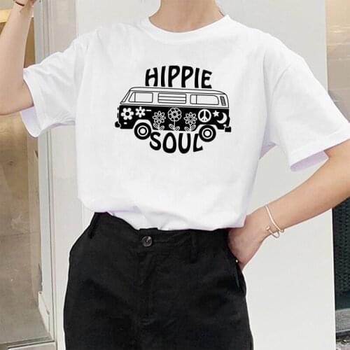 HIPPLE SOUL BUSE Print Funny Womens T-shirt O-Neck Graphic Tee Shirt Femme Aesthetic Clothes Short Sleeve Casual Loose Tops