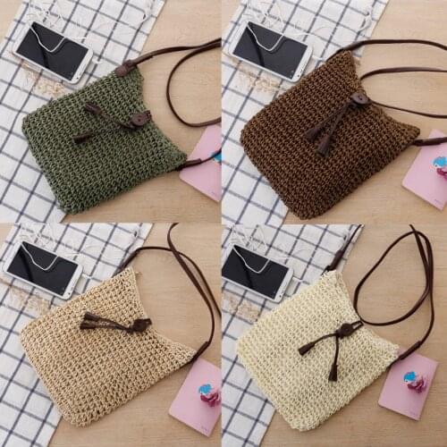 New Korean version of the simple and generous crochet slanting straw bag shoulder woven womens wallet holiday beach bag