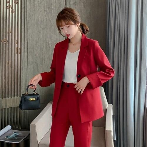 2021 Spring Casual Blazer Jacket Female Korean Version Loose Fashion Red Coffee Suit Temperament Top X1601RX