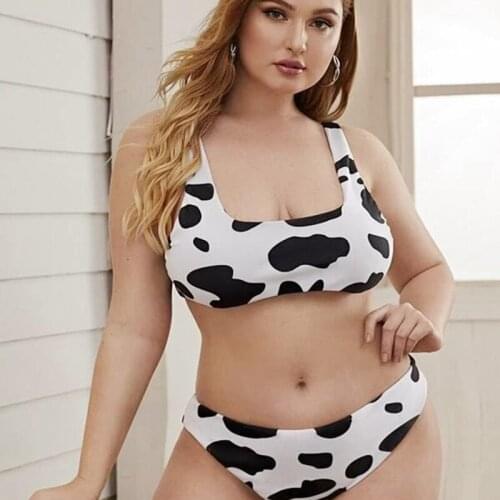 Cow print small vest female swimsuit 2021 black and brown two colors split swimsuit cute bikini pure ladies bathing beachwear