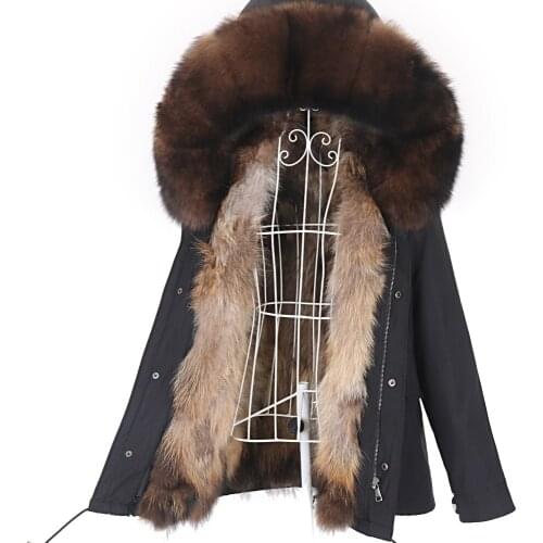 2020 Women Real Fur Coat Winter Short Coat Waterproof Parka Natural Fox Fur Liner and Collar Hooded Casual Jacket 7XL