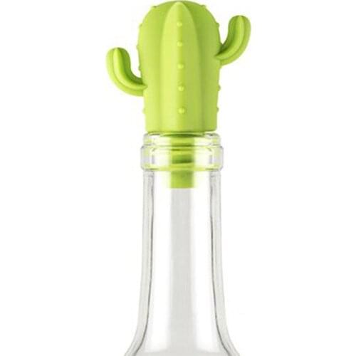 1PC Creative Cactus Shape Wine Stopper Silicone Wine Cork Stopper Plug Cover Bottle Caps Bottle Stopper Wine Pourer Stoppers