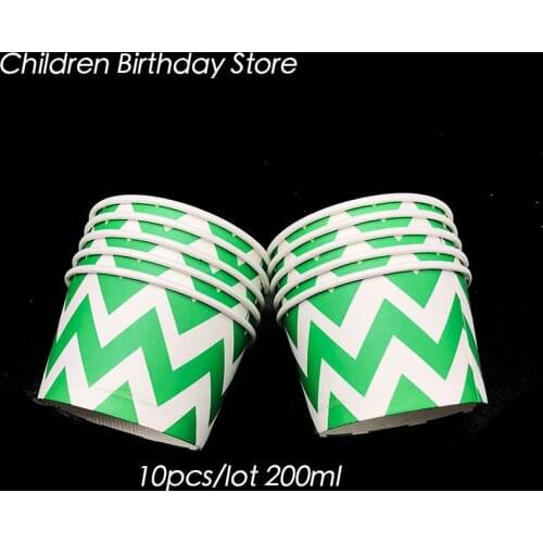 10pcs/lot green Chevron disposable cups green waves birthday party decorations chevron theme ice cream cups waves cake cups