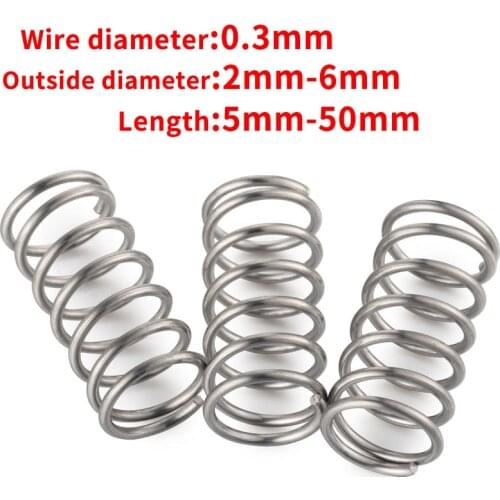 20pcs 0.3mm Wire Dia OD 2 3 4 5 6 Small Y-type Rotor Return Compression Pressure spring 5-50mm 304 Stainless Steel