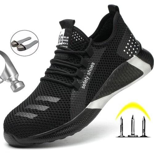 2021Breathable Mans Work Shoes Steel Toe Cap Work Boots Men Construction Safety Shoes Light Sneaker Security Shoes Men Boots