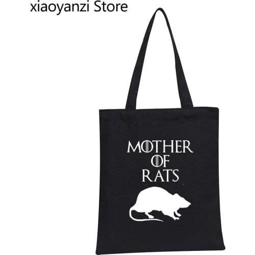 2021 Style Funny Mother of Rats Shopping Canvas Tote Bags Streetwear Casual Print Hip Hop Casual Shoulder Bags Reusable Handbags