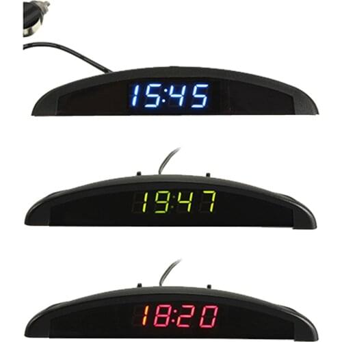 3 In1 Car 12V Digital LED Voltmeter Voltage Temperature Clock Thermometer Car