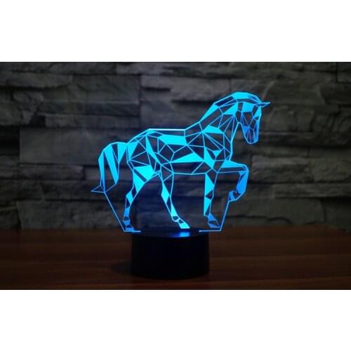 3D LED Night Light Jigsaw Horse Puzzle Action Figure 7 Colors Touch Optical Illusion Table Lamp Home Decoration Model
