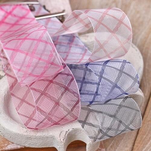 5 yards Diamond Grid Snow Yarn Gauze Organza Ribbons for DIY Craft Hair Bow Gift Bouquet Packaging Material Sewing Accessories