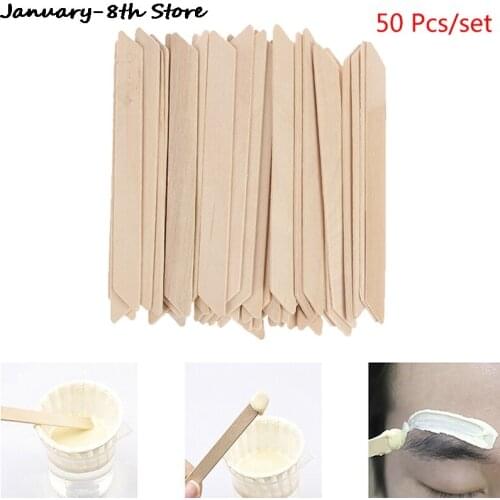 50PCS Woman Wooden Body Hair Removal Sticks Wax Waxing Disposable Sticks Beauty Toiletry Kits Wood Tongue Depressor Spatula