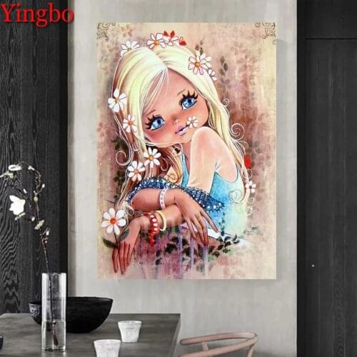 5D DIY Diamond Painting Cartoon little girl Full Square/round Rhinestone Diamond Mosaic portrait Diamond Embroidery Sale