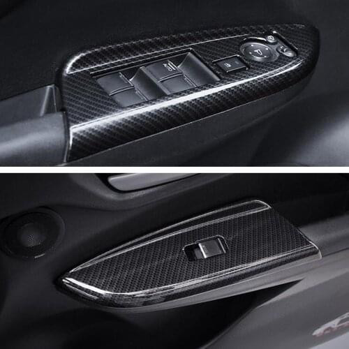 Car Interior Door Armrest Window Lift Switch Panel Cover Sticker Styling Fit For Honda Fit 2014 LHD Accessories Carbon