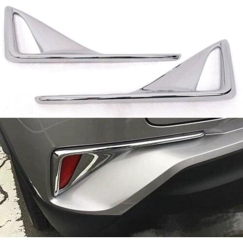 BBQ@FUKA 2pcs New Chrome ABS Car Rear Fog Light Lamp Moulding Trim Auto Exterior Part Fit for TOYOTA CHR C-HR 2016 2017 2018