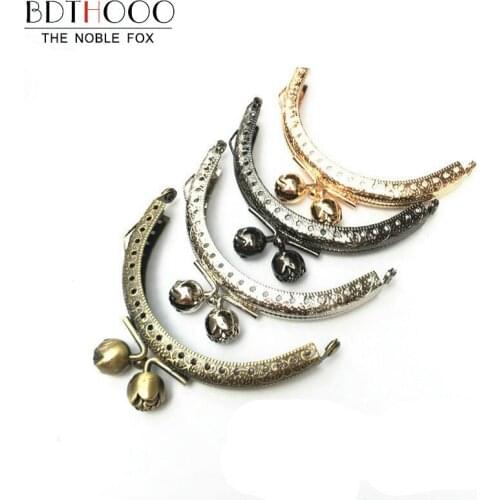 BDTHOOO 10PCS 8.5CM Metal Purse Frame Handle Kiss Clasp Lock for Handbag Embossed Rose Head DIY Making Bag Clasp Hardware Bronze