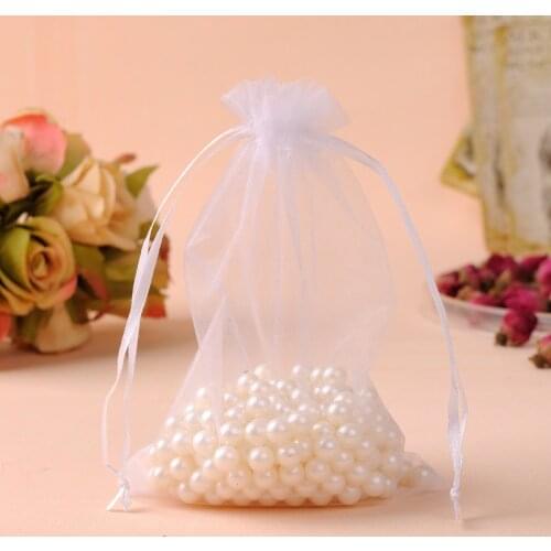 White Organza Jewelry Gift Bgas Tulle Favor Sacks Cheap Organza Pouches Promotional Customized Logo 17x23cm 100pcs/lot Wholesale