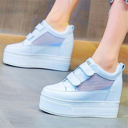 Summer Ankle Boots Womens Cow Leather Platform Wedge High Heels Round Toe Oxfords Creepers Sandals 34 35 36 37 38 39