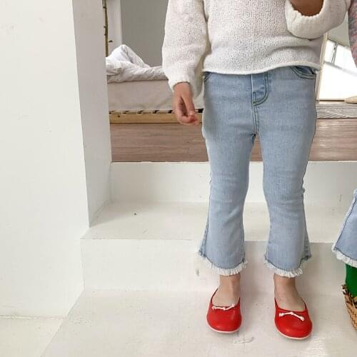 Baby Girl Jeans 2020 Spring New Girls' Fashion Slim Jeans Toddler Girl Cute Light Blue Denim Pants Jeans Baby Cowboy Trousers