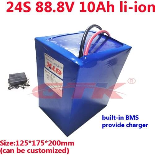 Electric paramotor 88V 10Ah Li ion battery pack with lithium BMS 200A peak discharge for Gasoline diesel car start power+charger