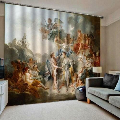 Europe 3D Curtain Luxury Blackout Window Curtain Living Room angel curtains blackout curtain