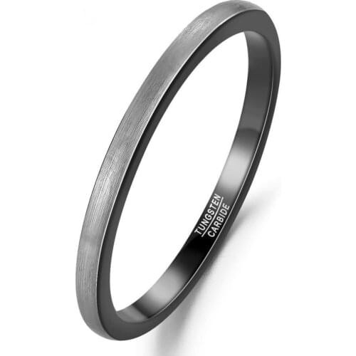 Jqueen 2mm Inner Ring Electric Black Outer Tungsten Carbide Ring Men Women Engagement Jewelry