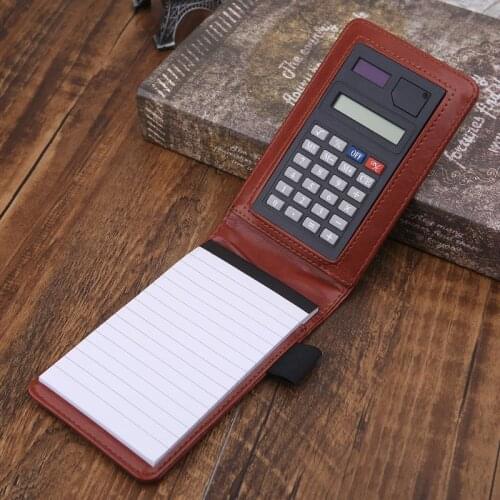 Pocket A7 Notebook Leather Cover Notepad Memo Diary Planner with Calculator Business Work Office Supplies
