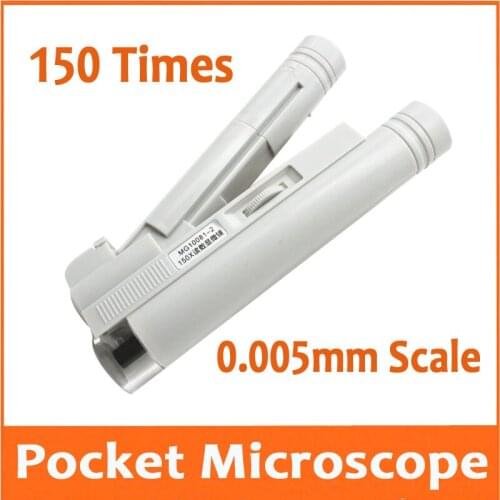 150 Times LED Illuminated Focus Adjustable Zoom Pocket Microscope Handheld Magnifier Foldable Loupe with Reading Scale 0.005mm